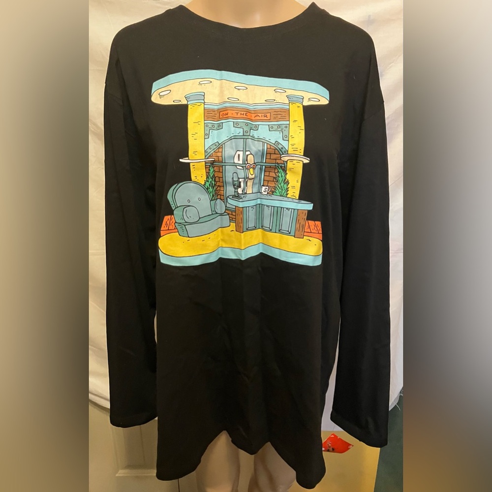 Mens XL NWT Nickelodeon Stick Stickly Black Long Sleeve Tee